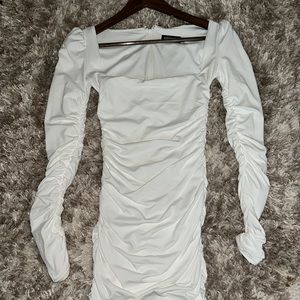 Baby boo white ruched dress